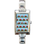 Toy Tractor Pattern Rectangle Italian Charm Watch Front