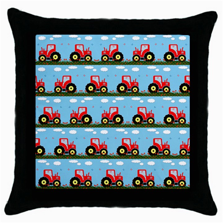 Toy Tractor Pattern Throw Pillow Case (Black)