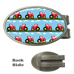 Toy Tractor Pattern Money Clips (oval)  by linceazul