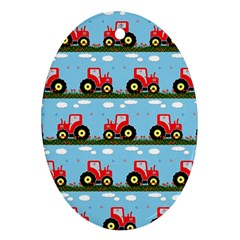 Toy Tractor Pattern Oval Ornament (two Sides) by linceazul