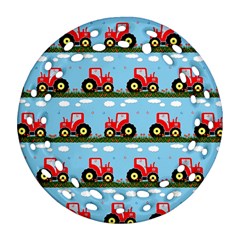 Toy Tractor Pattern Ornament (round Filigree) by linceazul