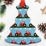 Toy Tractor Pattern Christmas Tree Ornament (Two Sides) Front