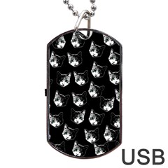 Cat Pattern Dog Tag Usb Flash (two Sides) by Valentinaart