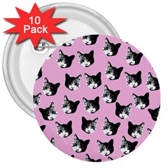 Cat Pattern 3  Buttons (10 Pack) 