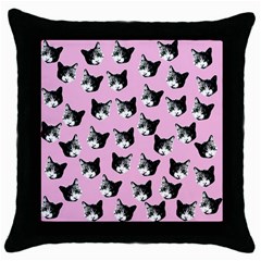 Cat Pattern Throw Pillow Case (black) by Valentinaart