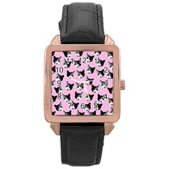 Cat Pattern Rose Gold Leather Watch  by Valentinaart