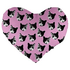 Cat Pattern Large 19  Premium Flano Heart Shape Cushions