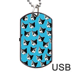 Cat Pattern Dog Tag Usb Flash (one Side) by Valentinaart