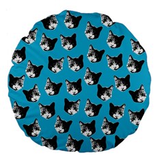 Cat Pattern Large 18  Premium Flano Round Cushions by Valentinaart