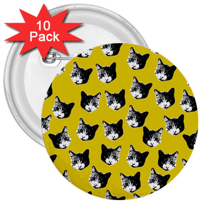 Cat pattern 3  Buttons (10 pack) 