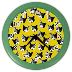 Cat Pattern Color Wall Clocks by Valentinaart