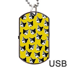 Cat Pattern Dog Tag Usb Flash (two Sides) by Valentinaart