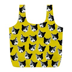 Cat Pattern Full Print Recycle Bags (l)  by Valentinaart