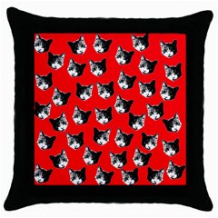 Cat Pattern Throw Pillow Case (black) by Valentinaart