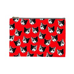 Cat Pattern Cosmetic Bag (large)  by Valentinaart