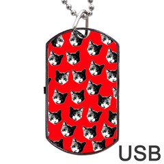 Cat Pattern Dog Tag Usb Flash (one Side) by Valentinaart