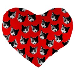 Cat Pattern Large 19  Premium Flano Heart Shape Cushions