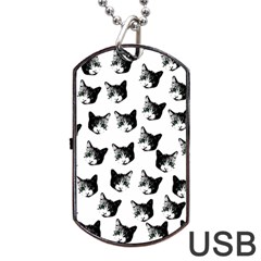 Cat Pattern Dog Tag Usb Flash (one Side) by Valentinaart