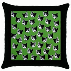 Cat Pattern Throw Pillow Case (black) by Valentinaart