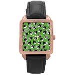 Cat pattern Rose Gold Leather Watch  Front