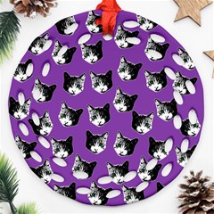 Cat Pattern Ornament (round Filigree) by Valentinaart