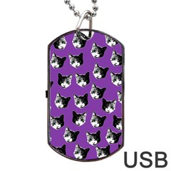 Cat Pattern Dog Tag Usb Flash (one Side) by Valentinaart