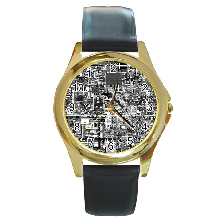 /r/Place Retro Round Gold Metal Watch