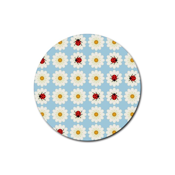 Ladybugs Pattern Rubber Round Coaster (4 pack) 