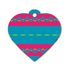 Blue Green Chains        Dog Tag Heart (one Side) by LalyLauraFLM