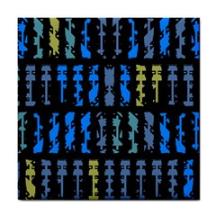 Blue Shapes On A Black Background        Tile Coaster by LalyLauraFLM