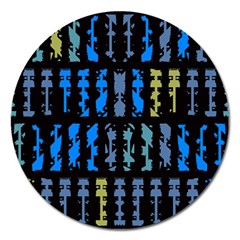 Blue Shapes On A Black Background        Magnet 5  (round) by LalyLauraFLM