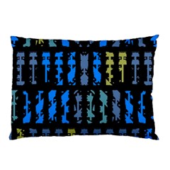 Blue Shapes On A Black Background        Pillow Case by LalyLauraFLM