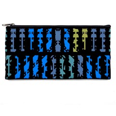 Blue Shapes On A Black Background  Pencil Case