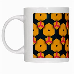 Yellow Pink Shapes Pattern         White Mug by LalyLauraFLM