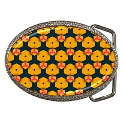 Yellow Pink Shapes Pattern         Belt Buckle