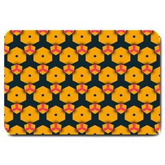 Yellow Pink Shapes Pattern         Large Doormat by LalyLauraFLM