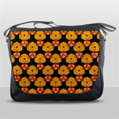 Yellow Pink Shapes Pattern         Messenger Bag by LalyLauraFLM