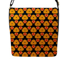 Yellow Pink Shapes Pattern         Flap Closure Messenger Bag (l) by LalyLauraFLM