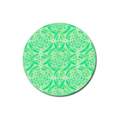 Kiwi Green Geometric Rubber Round Coaster (4 Pack)  by linceazul