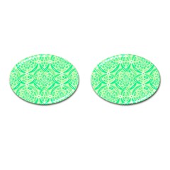 Kiwi Green Geometric Cufflinks (oval) by linceazul