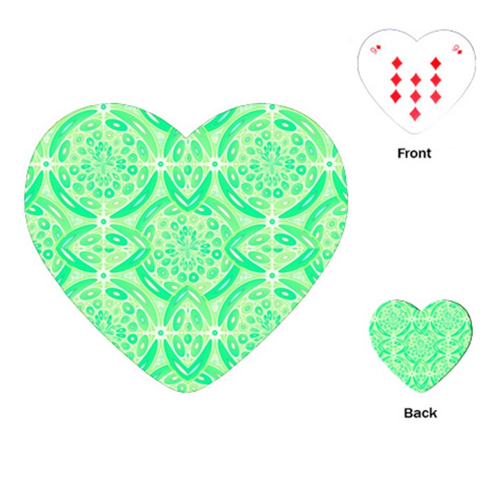 Kiwi Green Geometric Playing Cards (Heart) 