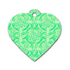 Kiwi Green Geometric Dog Tag Heart (one Side) by linceazul