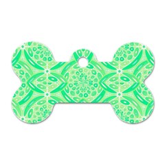 Kiwi Green Geometric Dog Tag Bone (two Sides) by linceazul