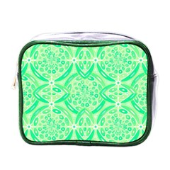 Kiwi Green Geometric Mini Toiletries Bags by linceazul