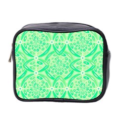 Kiwi Green Geometric Mini Toiletries Bag 2-side by linceazul