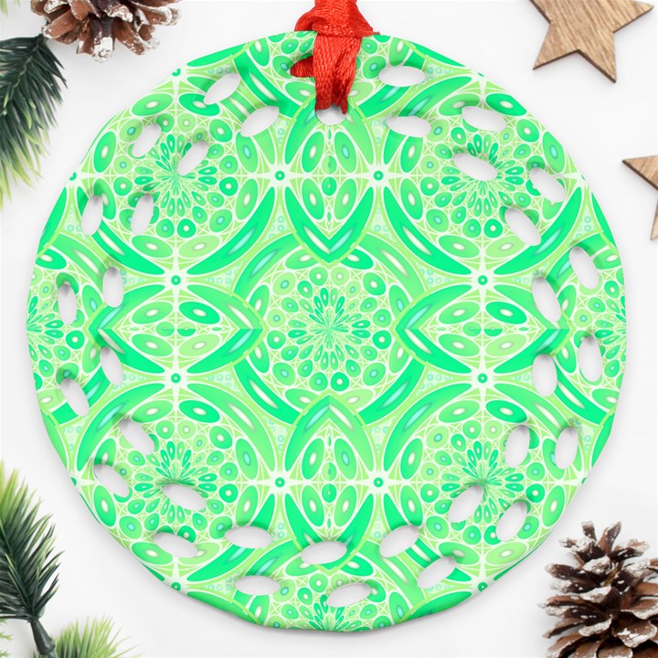 Kiwi Green Geometric Ornament (Round Filigree)