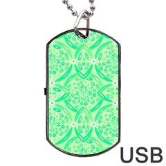 Kiwi Green Geometric Dog Tag Usb Flash (two Sides) by linceazul