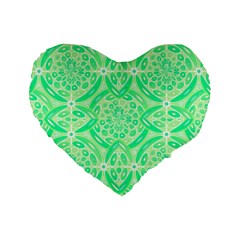 Kiwi Green Geometric Standard 16  Premium Heart Shape Cushions by linceazul