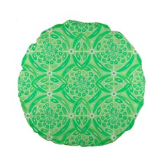 Kiwi Green Geometric Standard 15  Premium Flano Round Cushions by linceazul