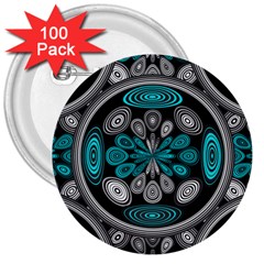 Geometric Arabesque 3  Buttons (100 Pack)  by linceazul